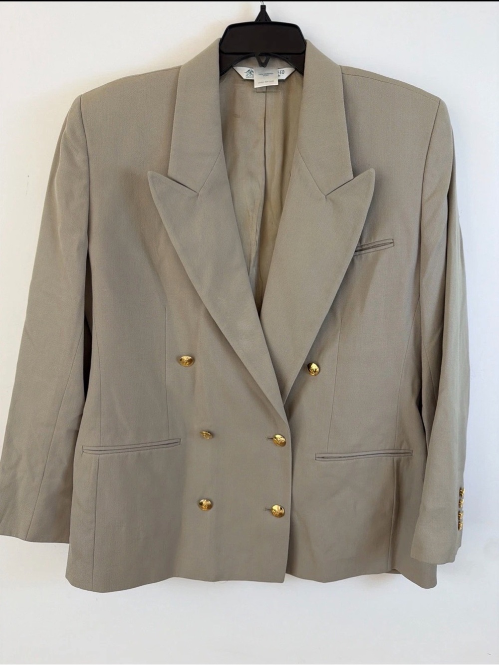 Austin Reed Vintage Double Breasted Blazer Women's Size 14 Camel Gold Buttons